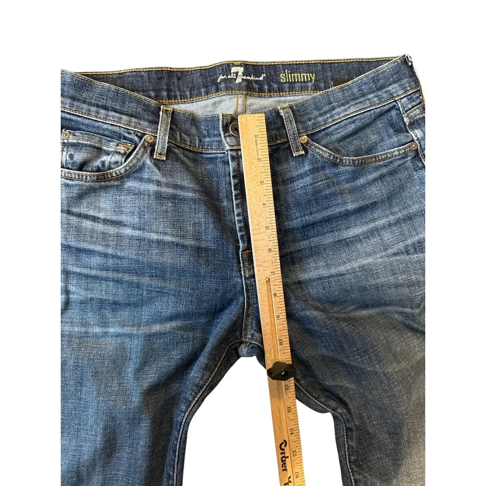 7 For All Mankind Slimmy Slim Fit Jeans Mens 34 Medium Wash‎ Blue Denim